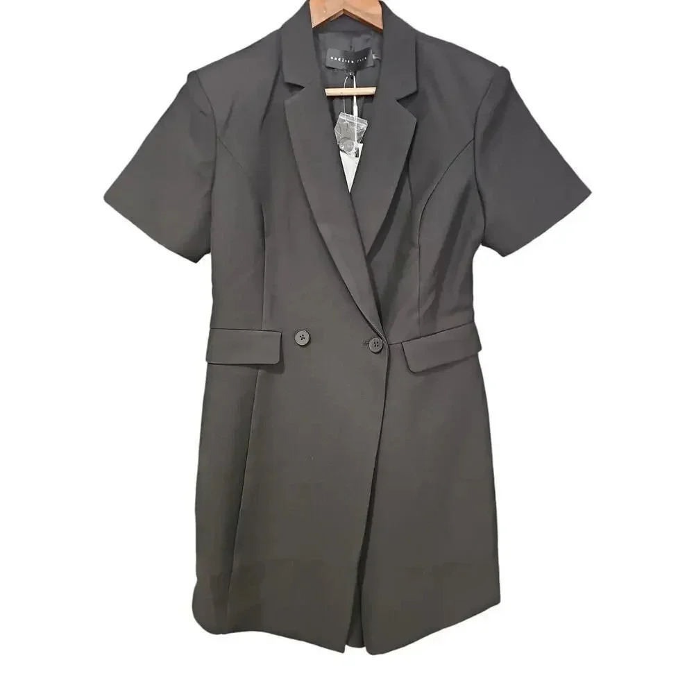 Endless Rose Short Sleeve Blazer Romper Black Size L NWT - Picture 7 of 11